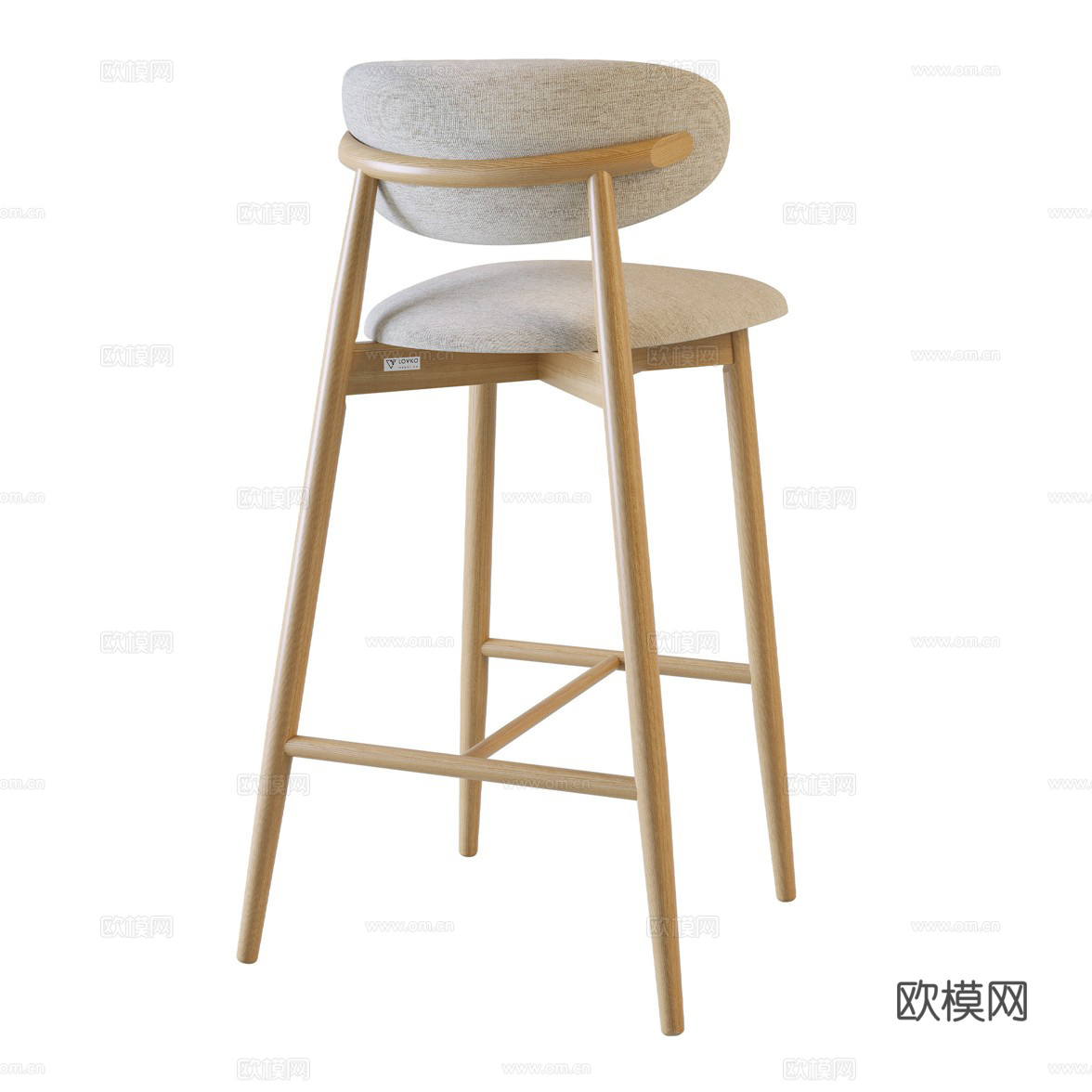 新中式原木吧台椅3d模型