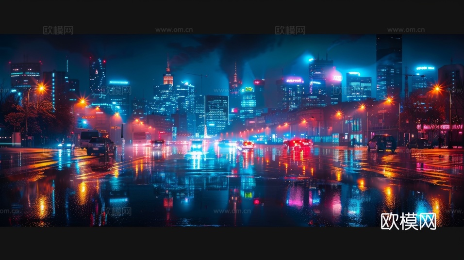 傍晚城市建筑都市風景下載(渲染圖5)