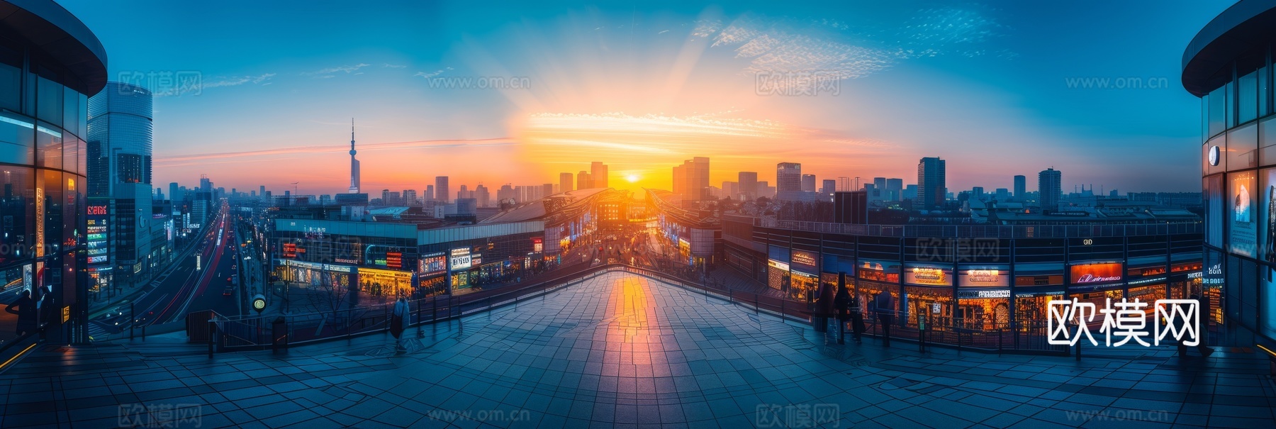 傍晚城市建筑都市风景