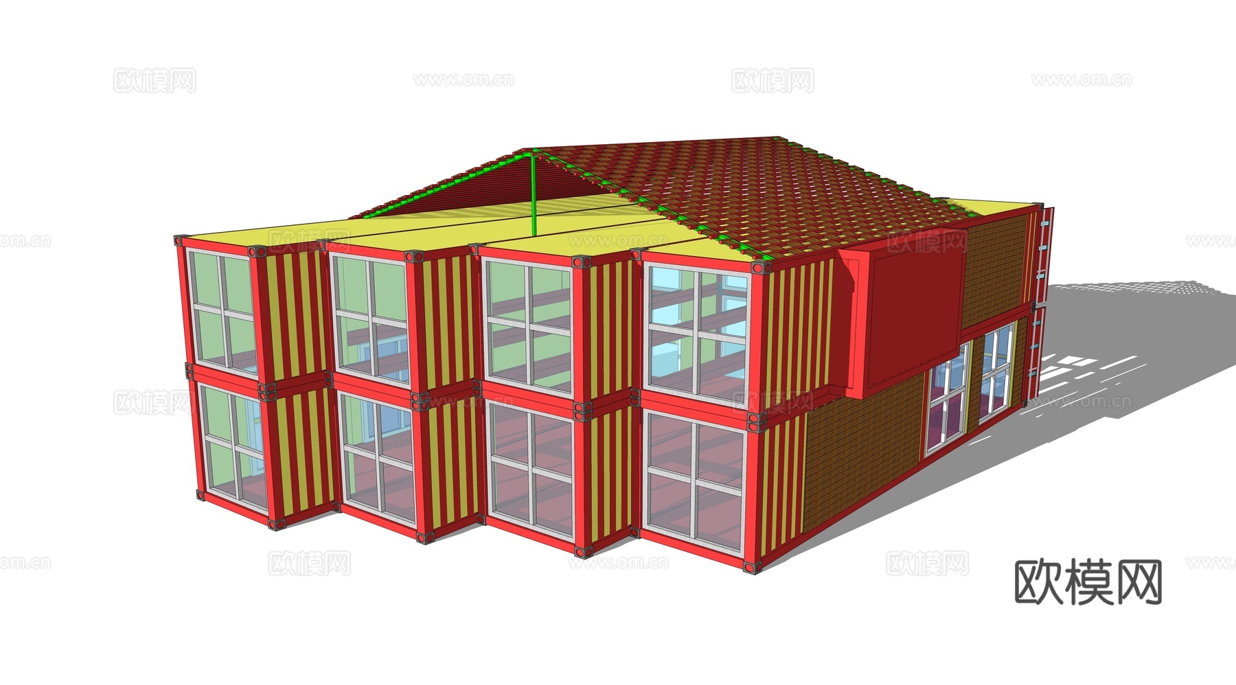 集装箱建筑 集装箱休息驿站 临时建筑su模型