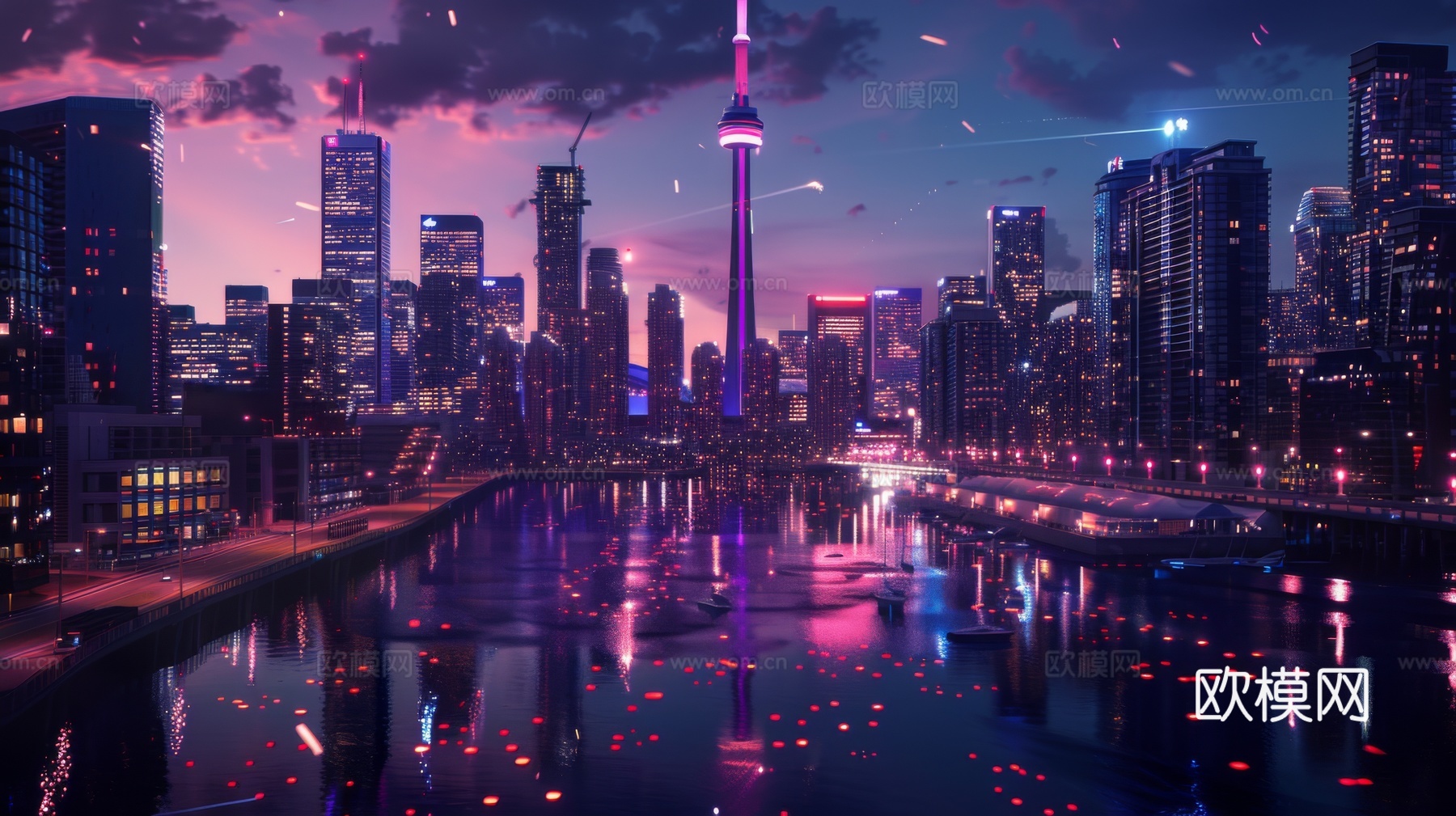 傍晚城市建筑都市风景下载（渲染图5）