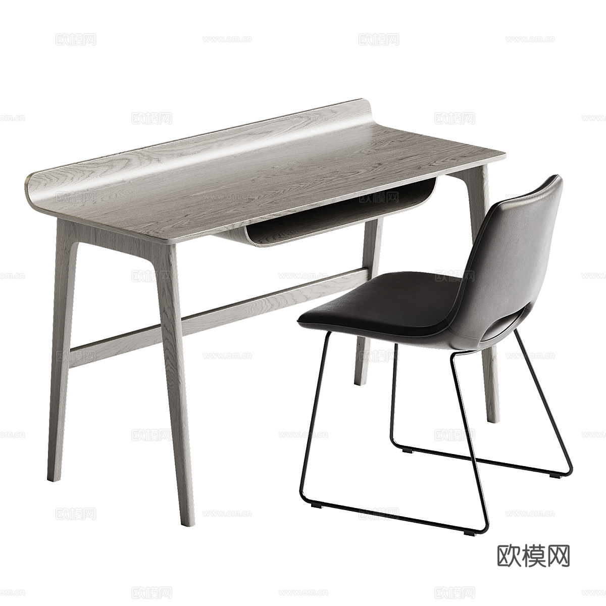 现代极简书桌椅3d模型