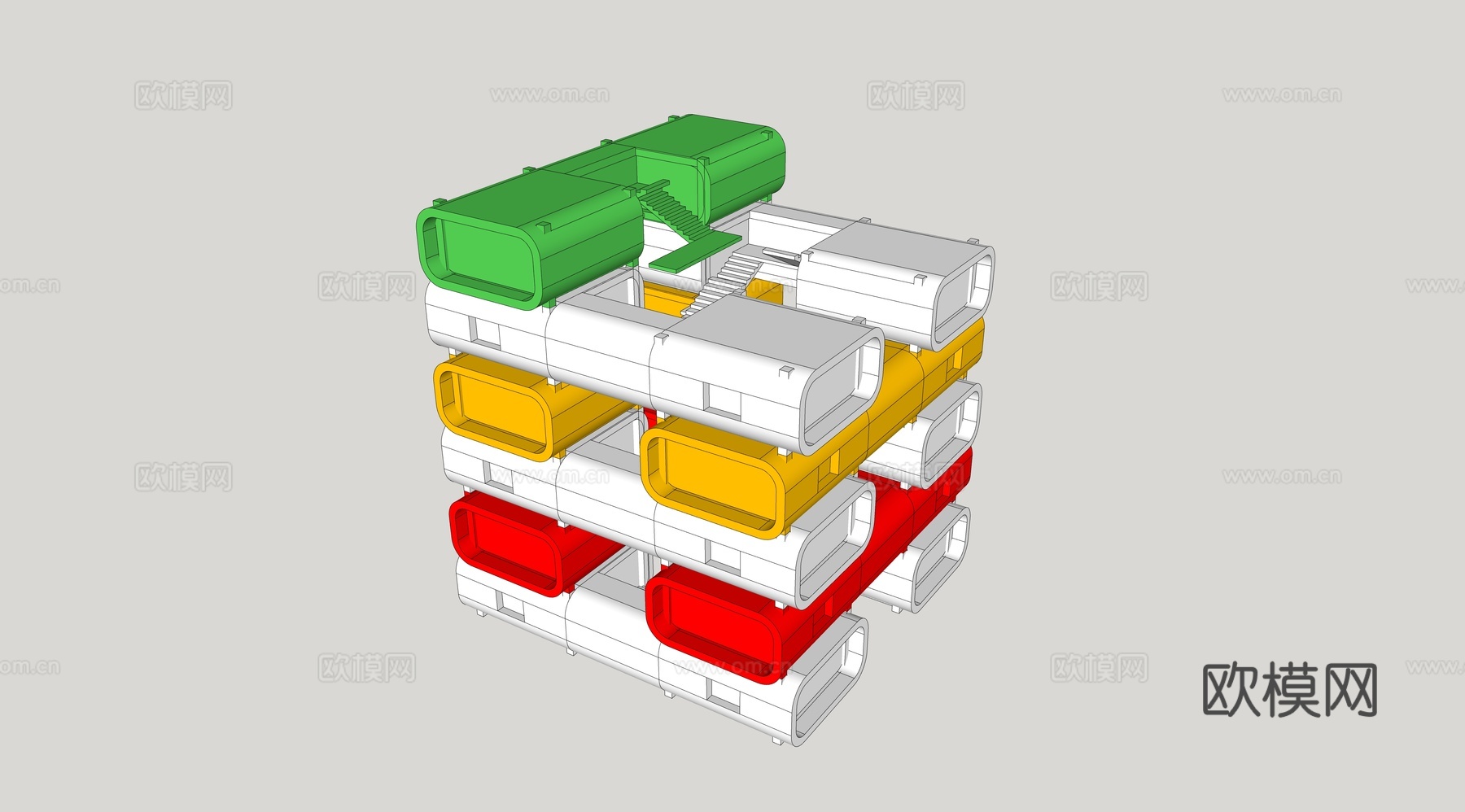集装箱建筑 集装箱 集装箱装置su模型