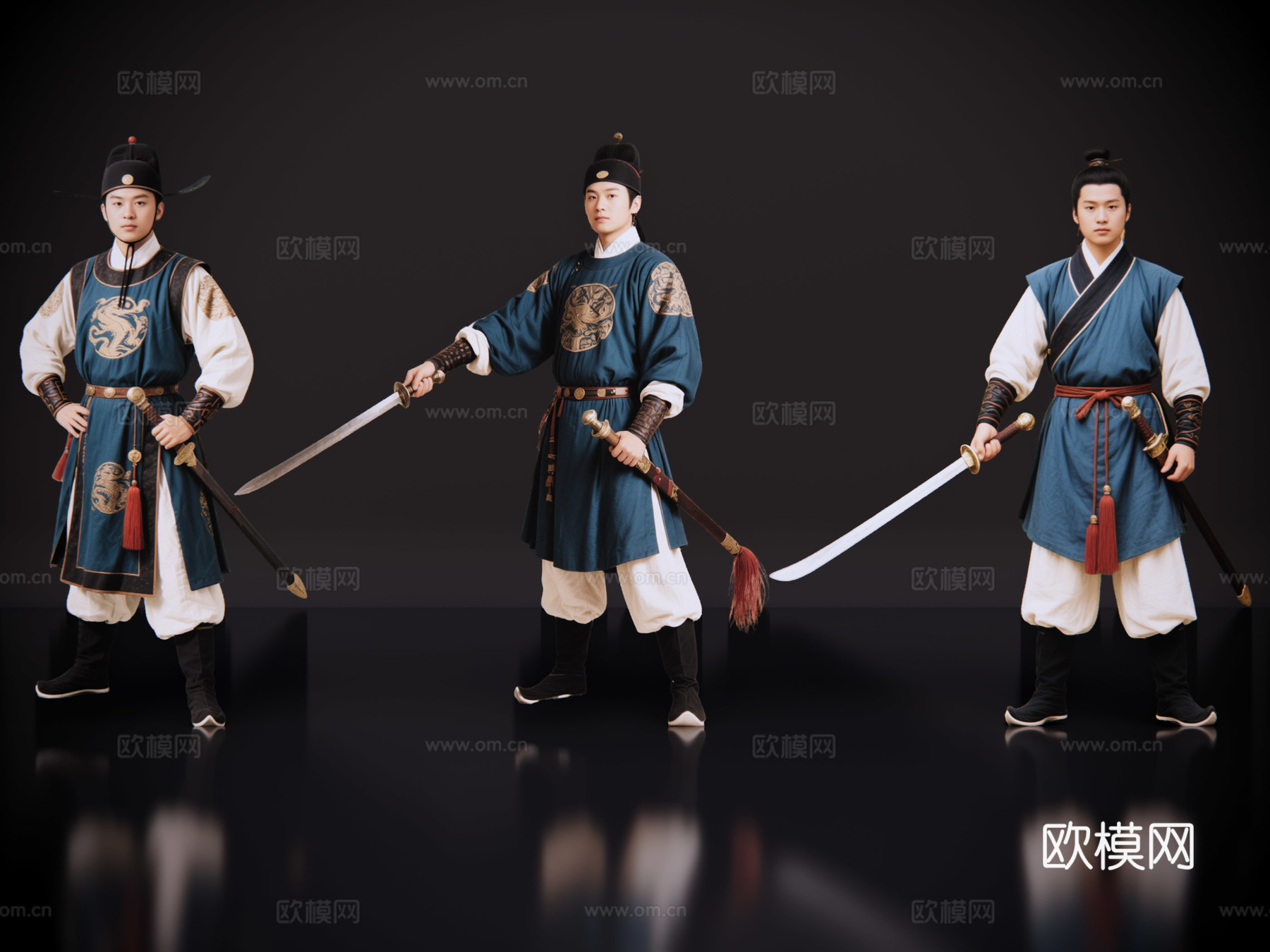 2D古装人物 古装男子 武进士 武进人 影视剧角色 古装角色su模型