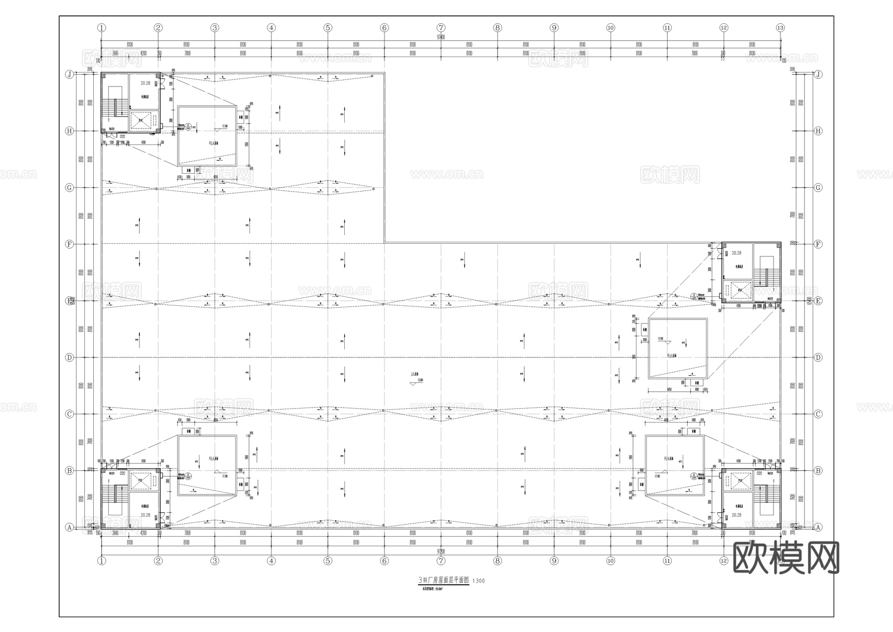 工业园区标准厂房建筑施工图cad施工图