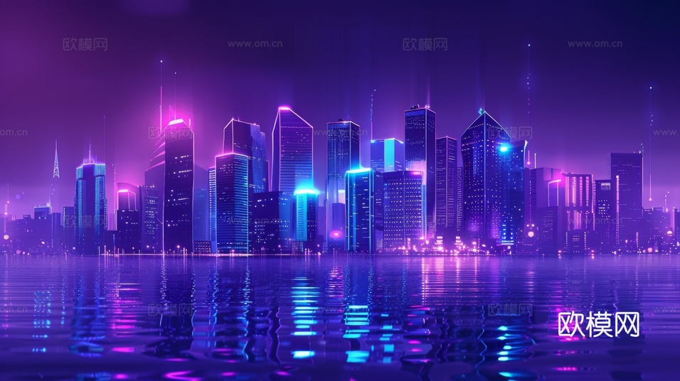 傍晚城市建筑都市风景下载(渲染图2)