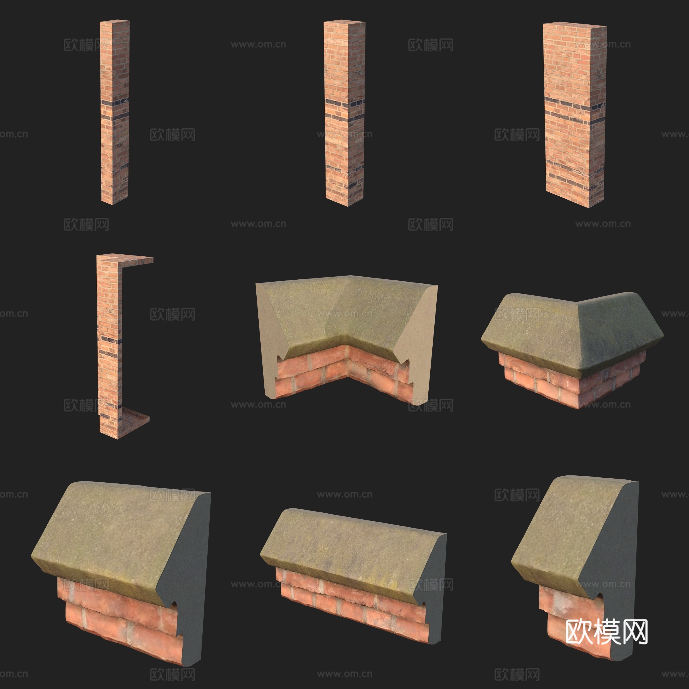 建筑构件屋檐柱子3d模型