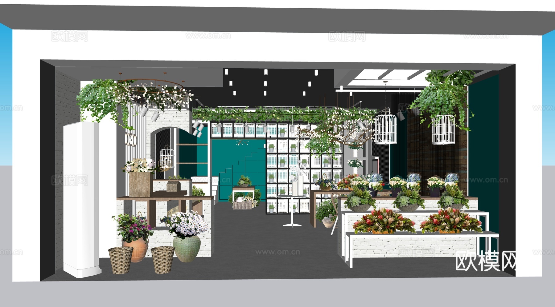 花店 鲜花店 门头 店铺su模型