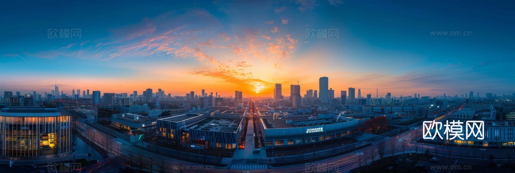 傍晚城市建筑都市风景