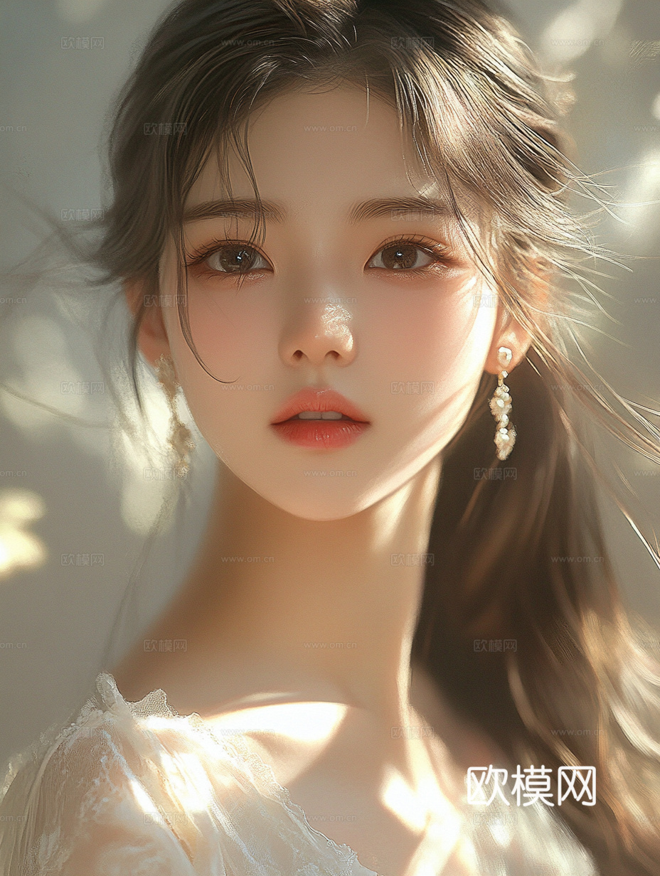 美女人物肖像挂画装饰画下载（渲染图5）