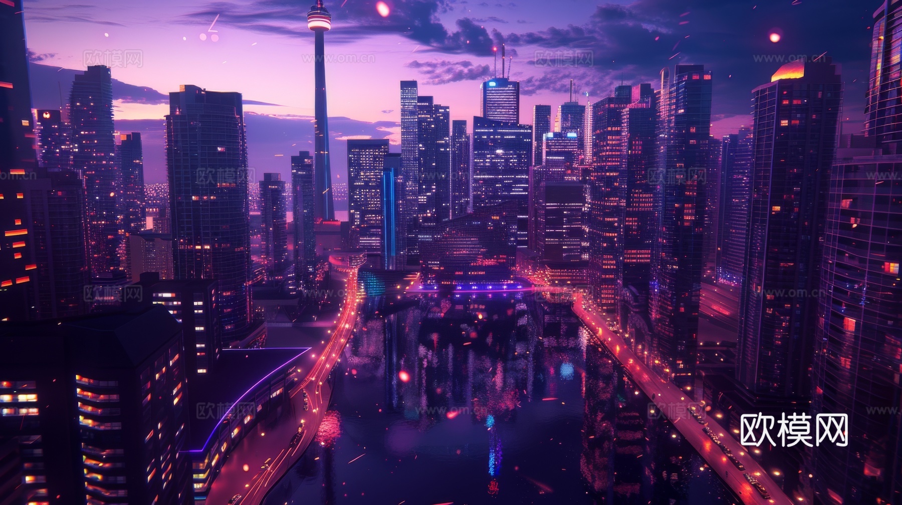 傍晚城市建筑都市风景下载（渲染图6）