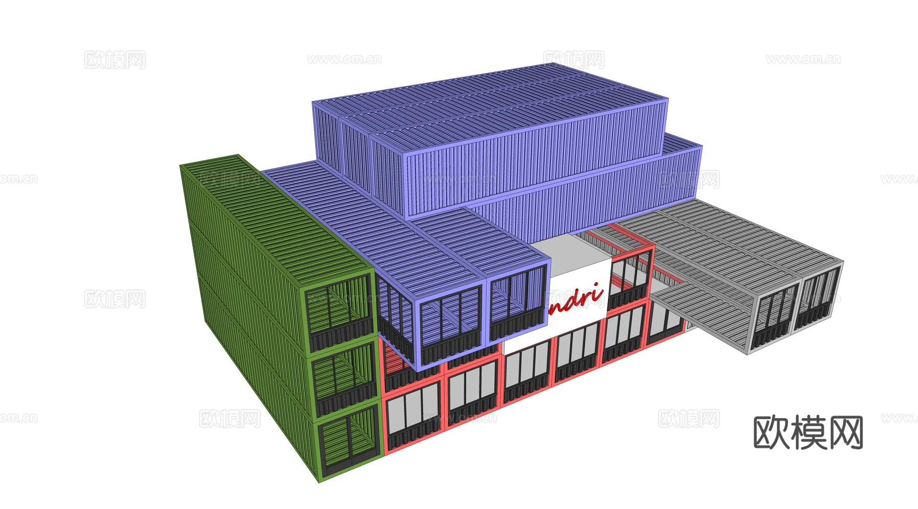 集装箱建筑 集装箱临时建筑su模型