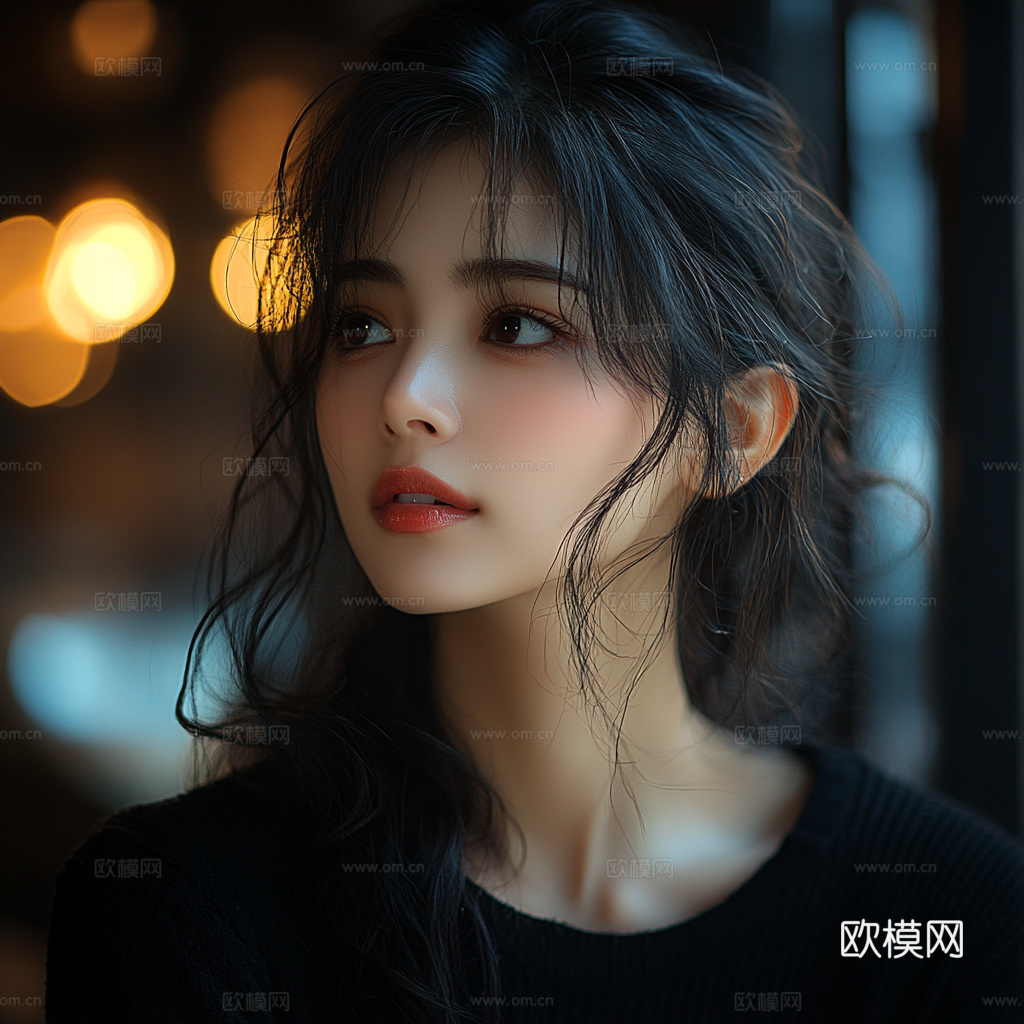 美女人物肖像挂画装饰画下载（渲染图1）