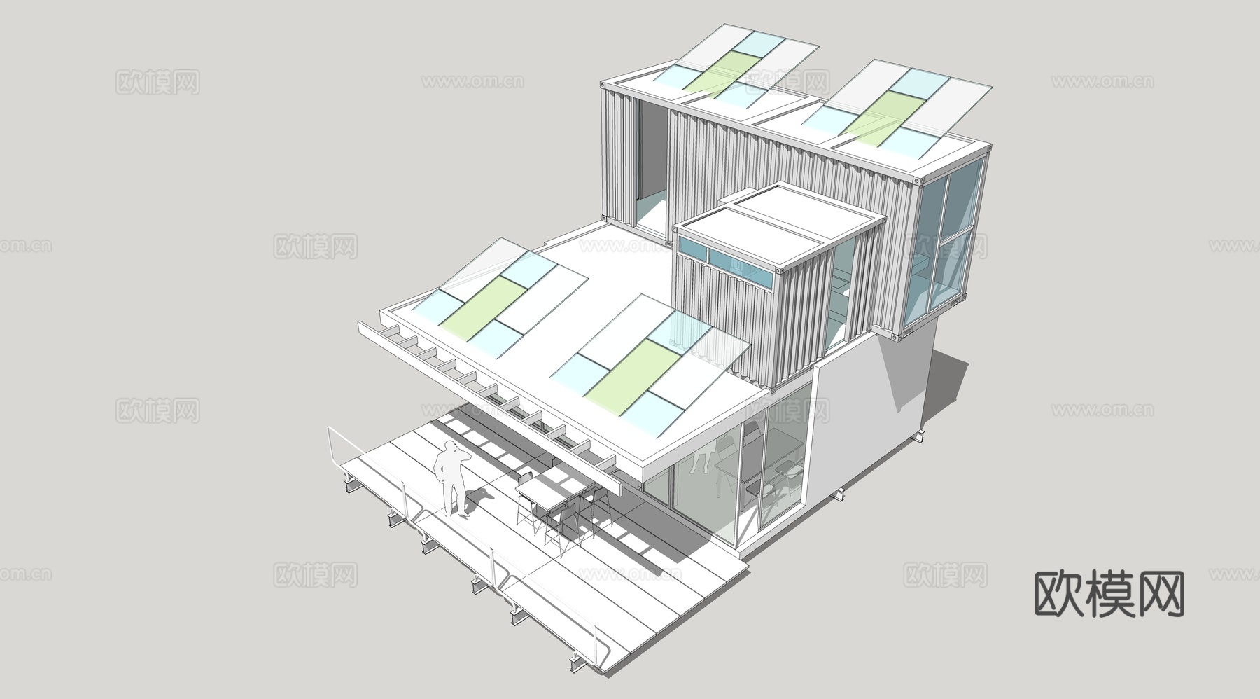 集装箱建筑 集装箱休息驿站 临时建筑 集装箱活动场地su模型