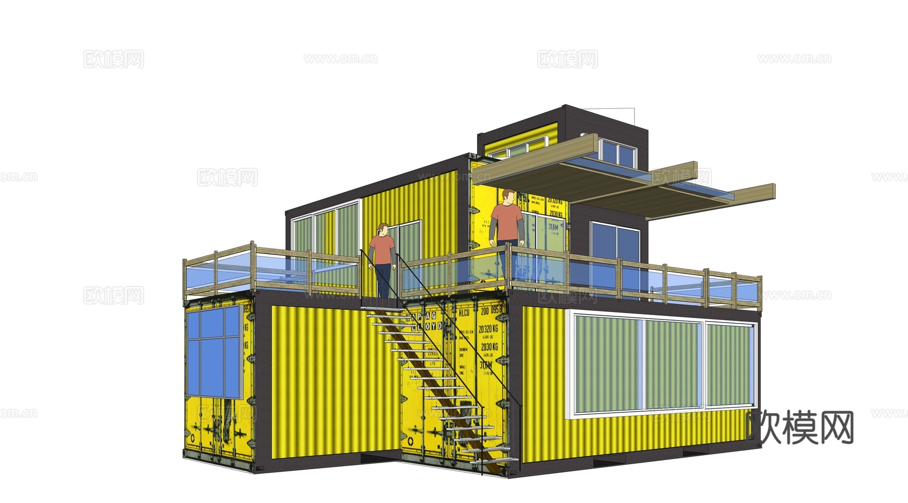 集装箱建筑 集装箱休息驿站 临时建筑su模型