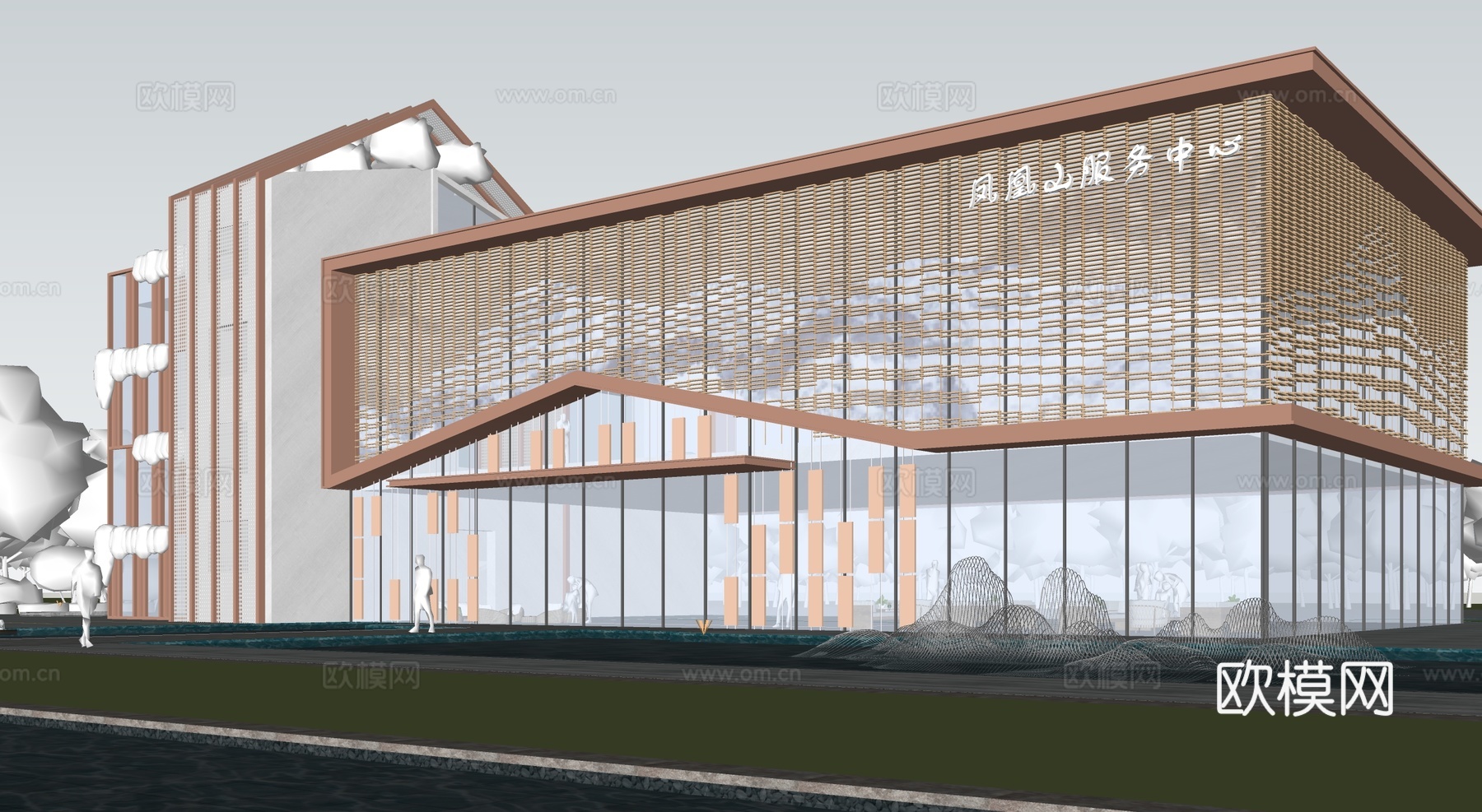 现代现代游客中心 建筑外观su模型