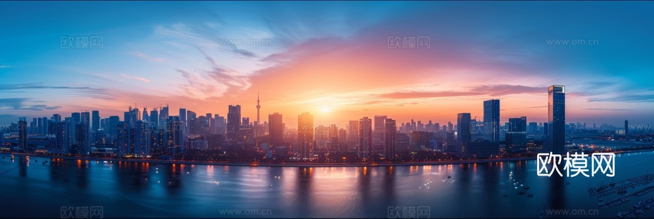 傍晚城市建筑都市風景下載(渲染圖3)