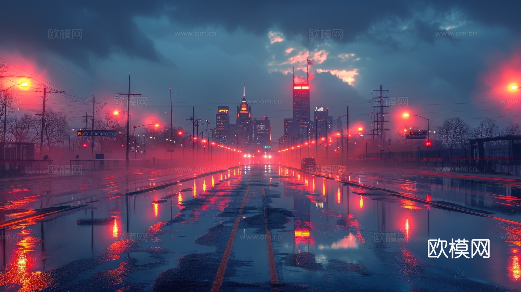 傍晚城市建筑都市风景
