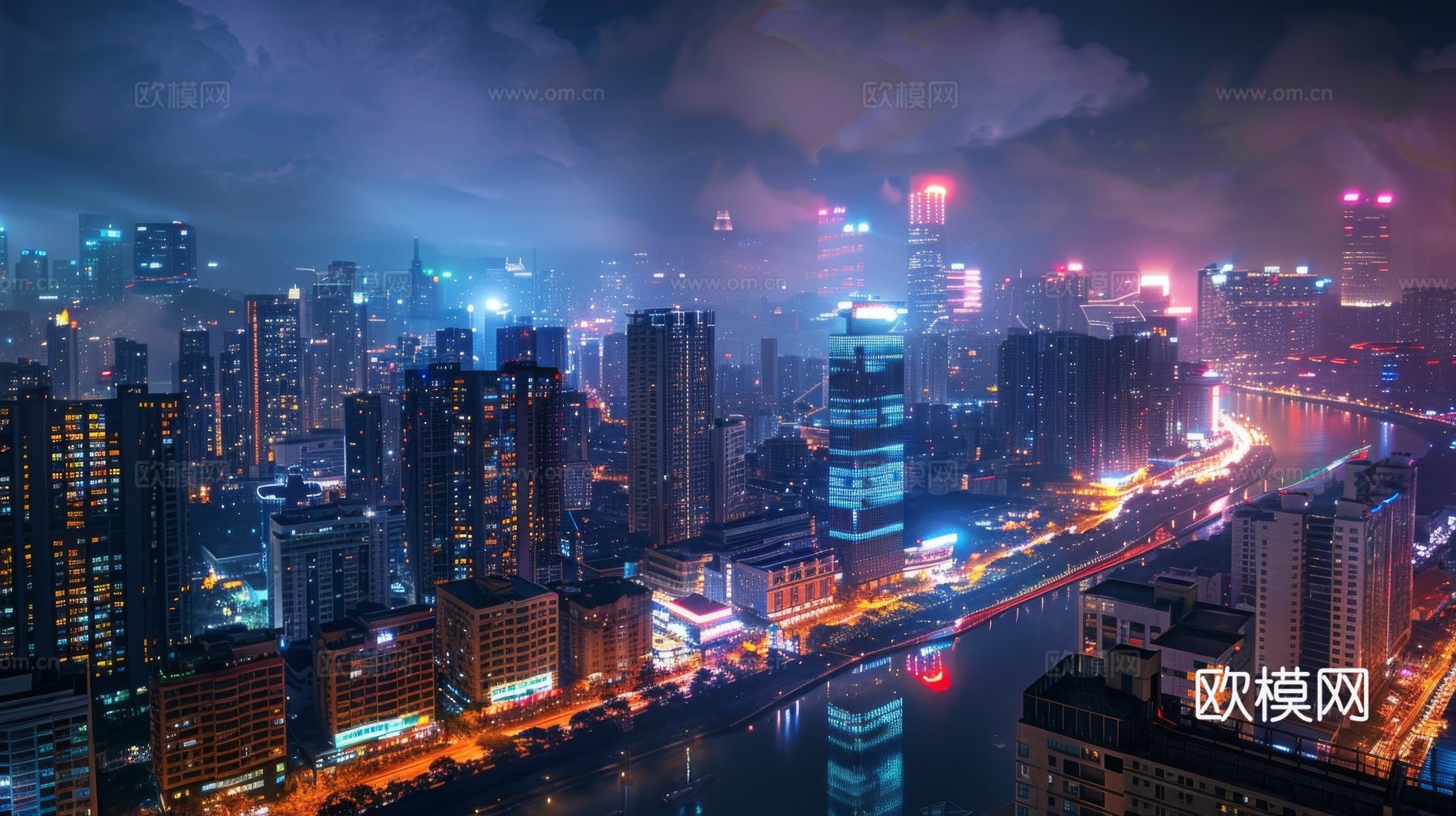 傍晚城市建筑都市风景