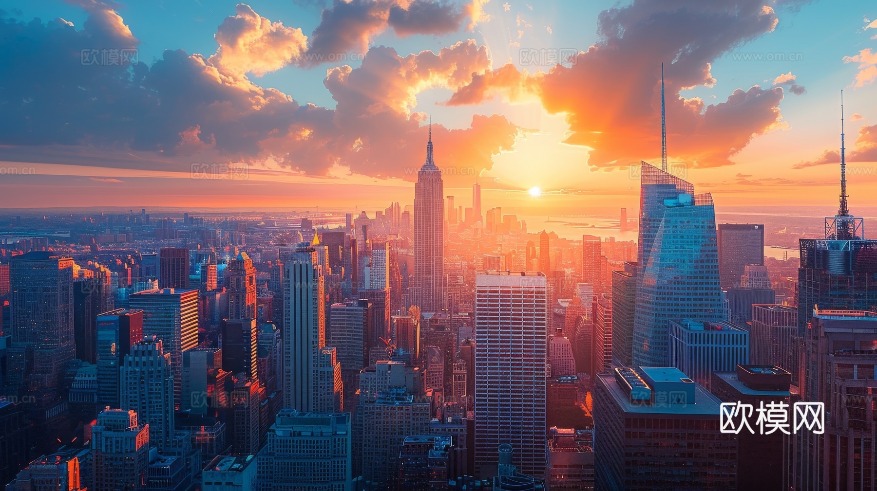 傍晚城市建筑都市风景