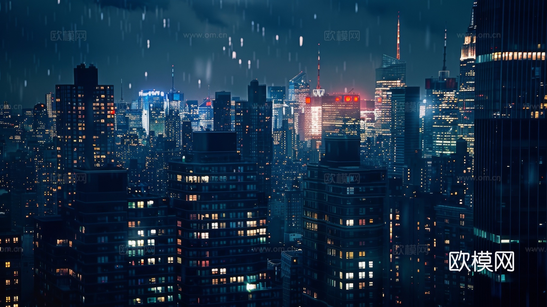 夜晚窗景建筑外立面玻璃幕墙