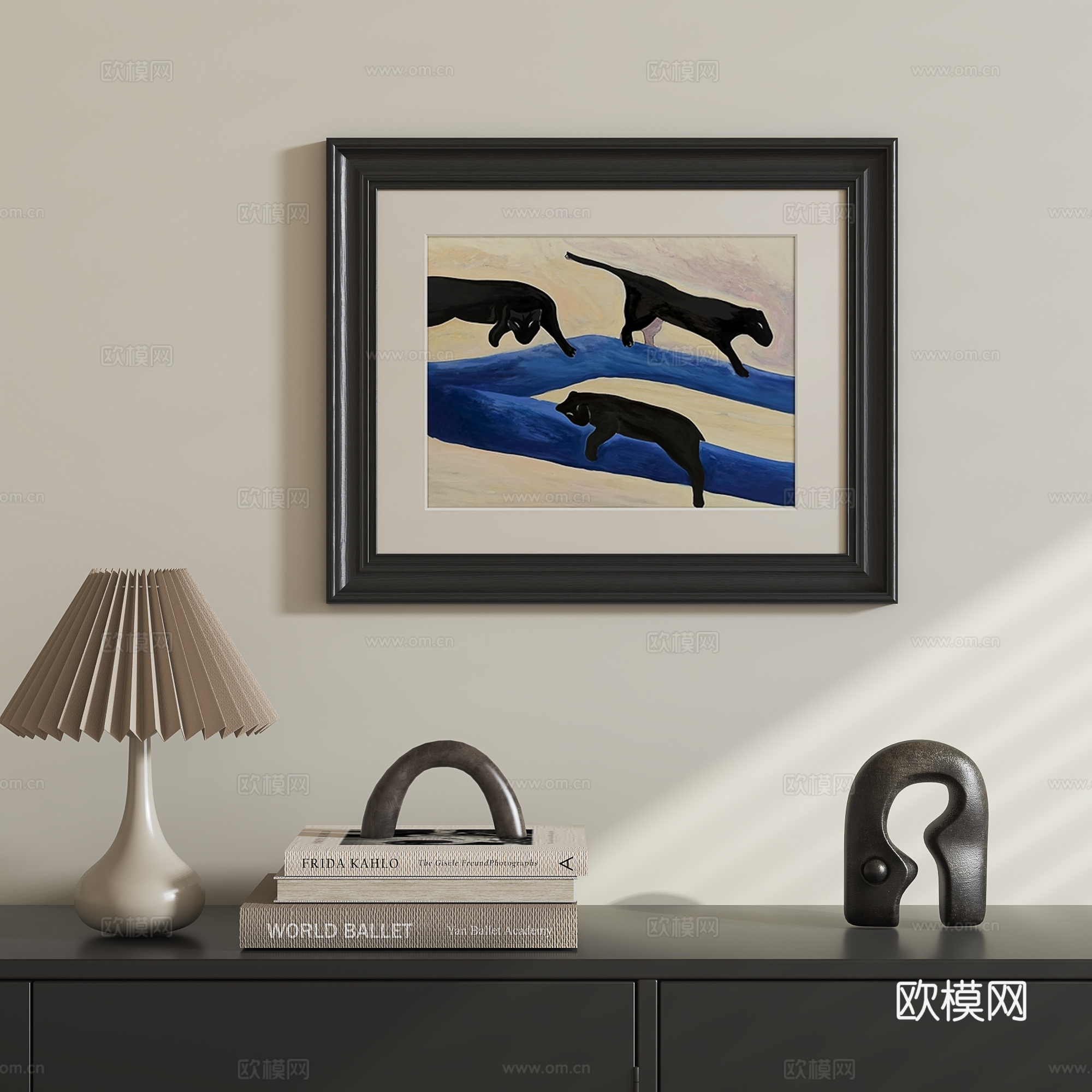 侘寂风复古挂画3d模型