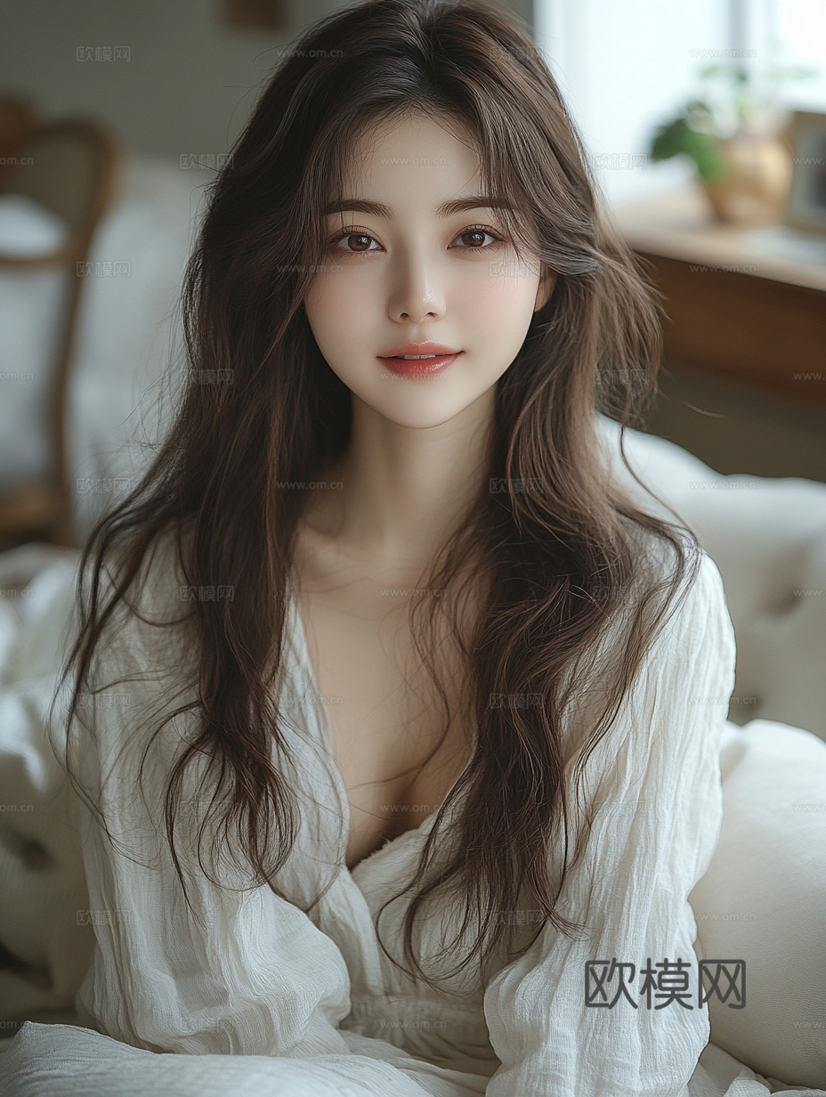 美女人物肖像挂画装饰画下载（渲染图1）