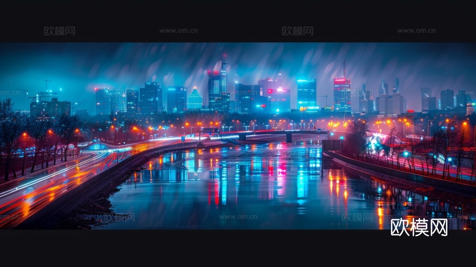 傍晚城市建筑都市風景下載(渲染圖1)