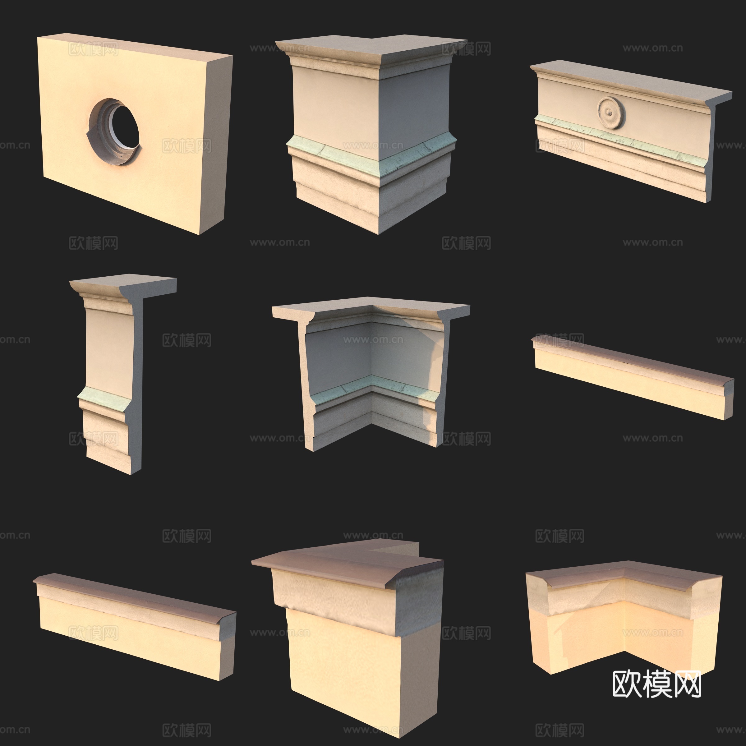 建筑构件墙角石膏线3d模型