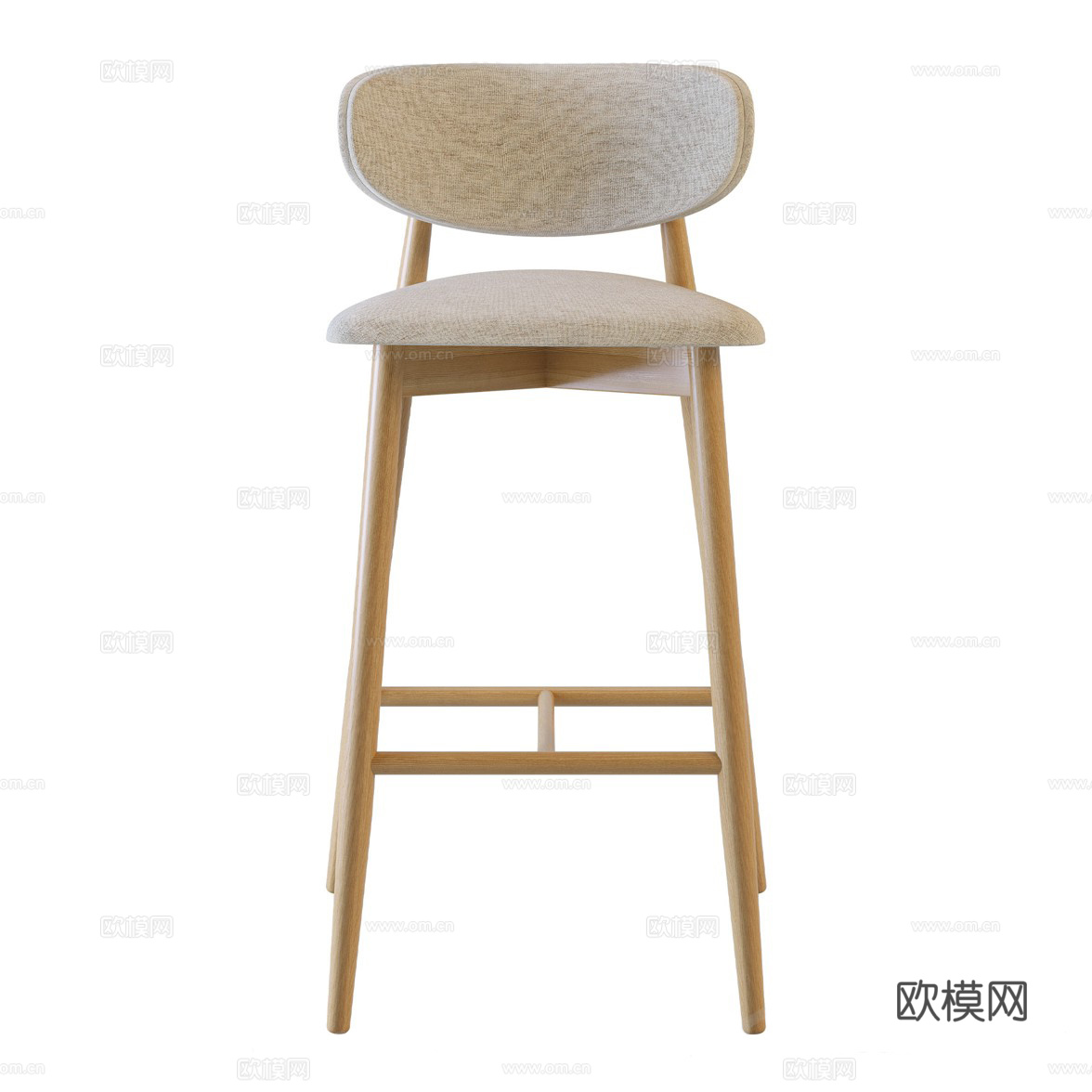 新中式原木吧台椅3d模型