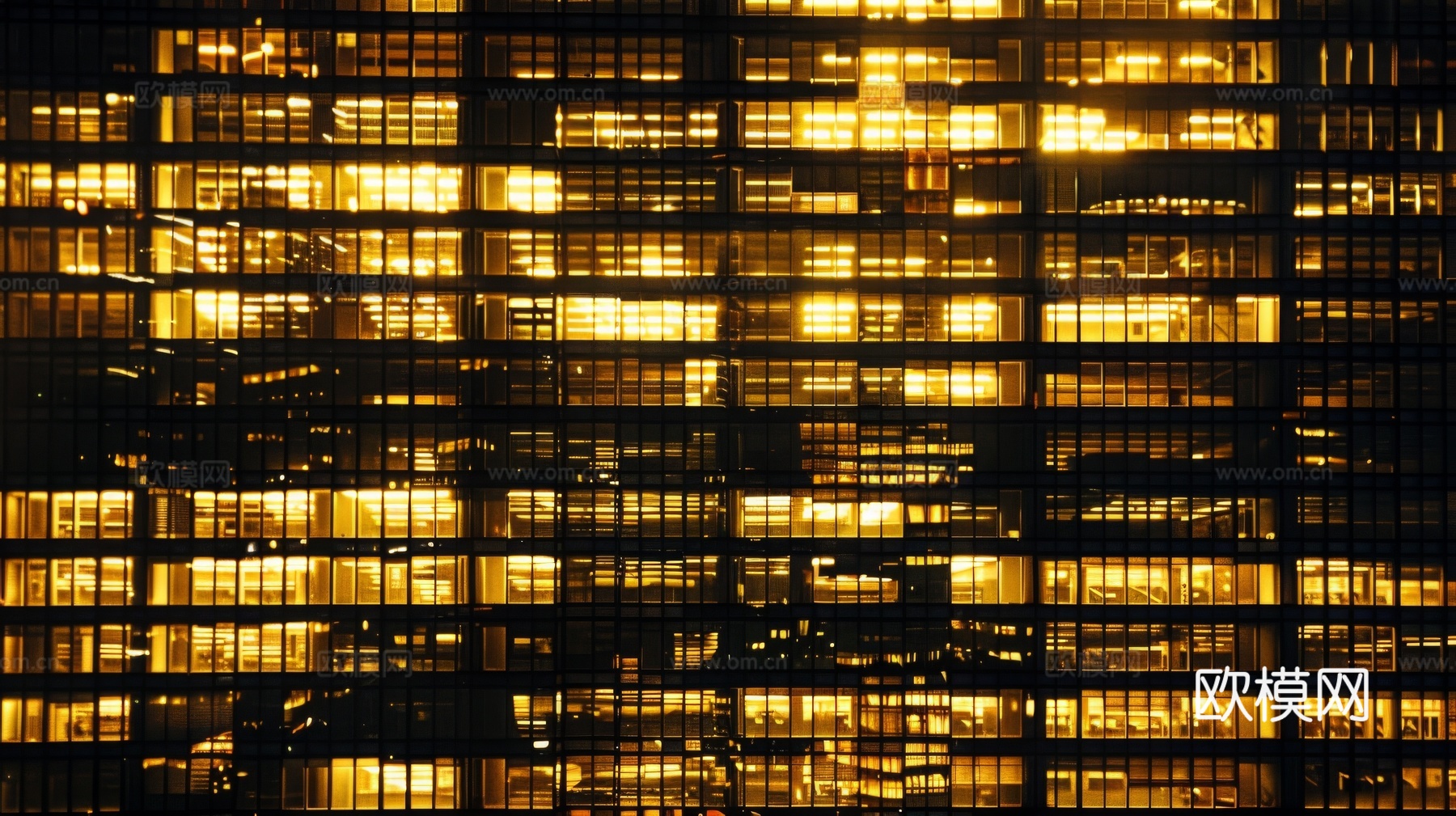 夜晚窗景建筑外立面玻璃幕墙
