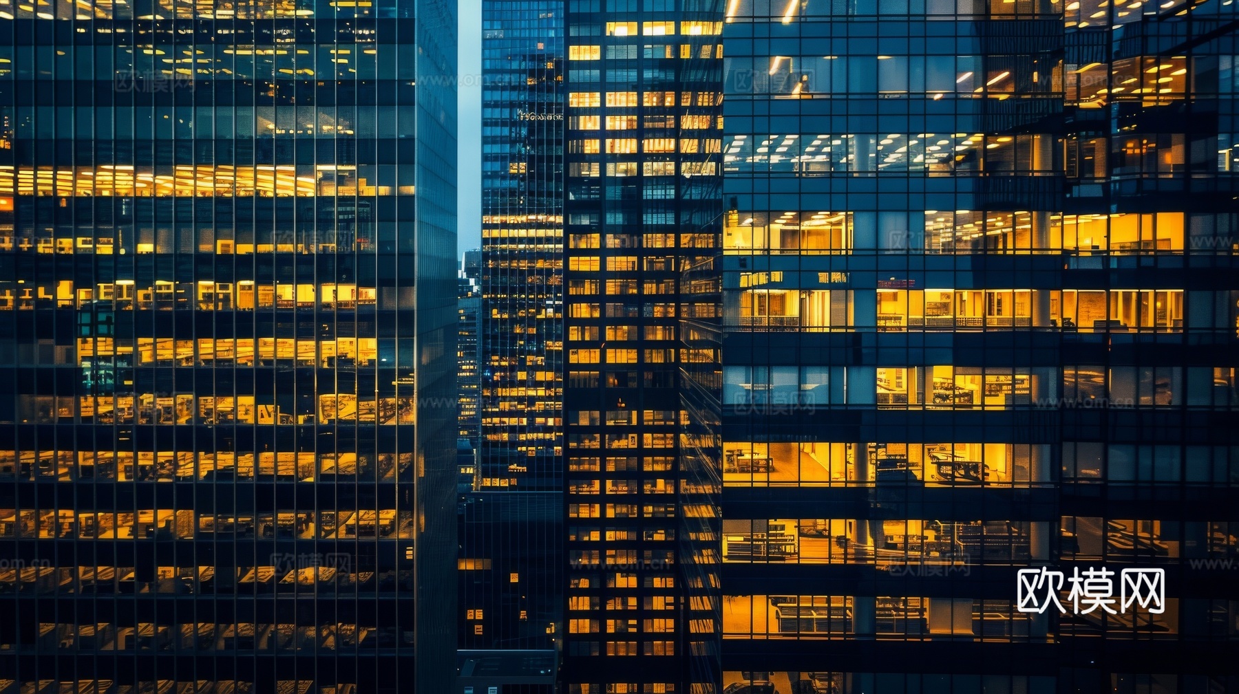 夜晚窗景建筑外立面玻璃幕墙下载（渲染图4）