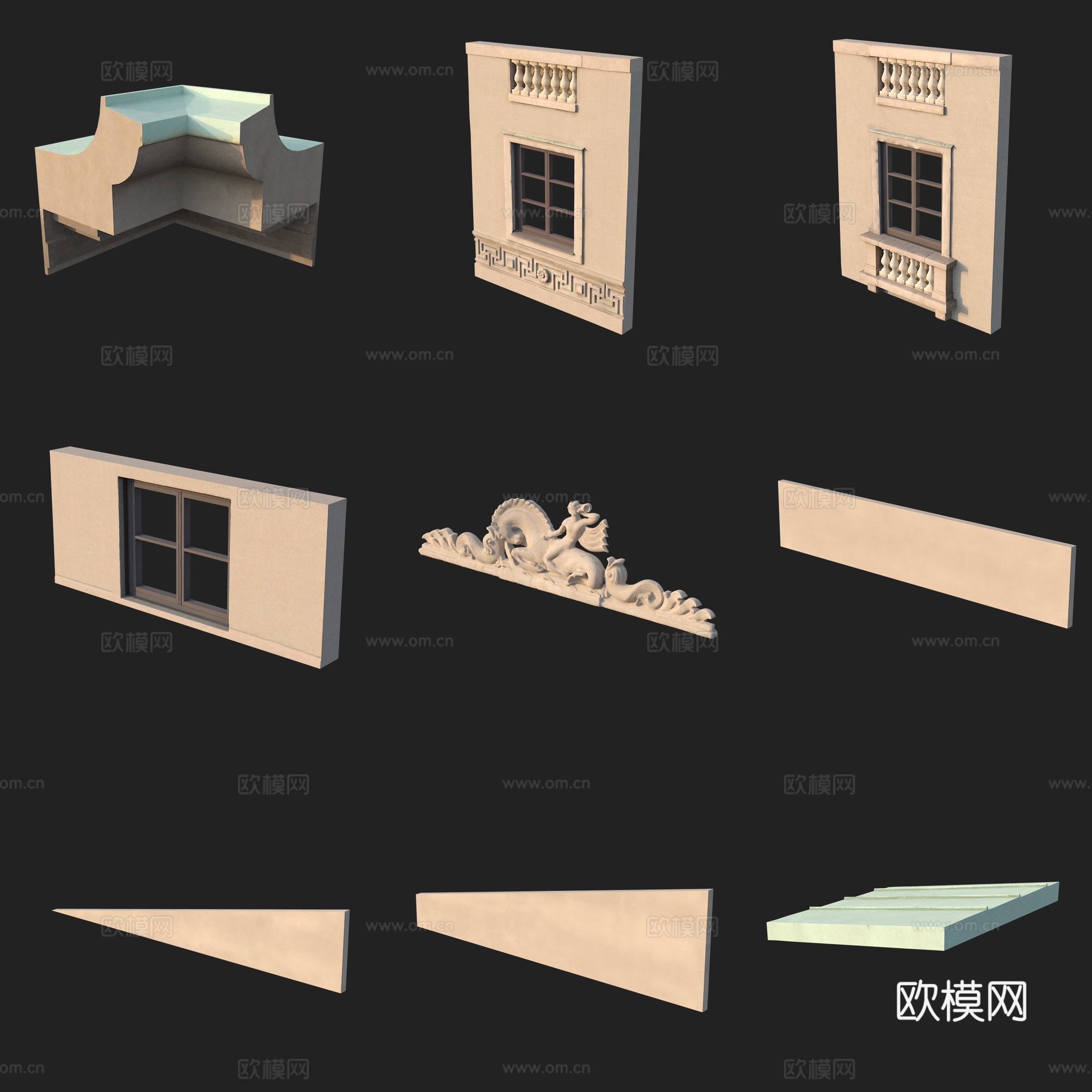 建筑构件石膏线门窗雕花3d模型