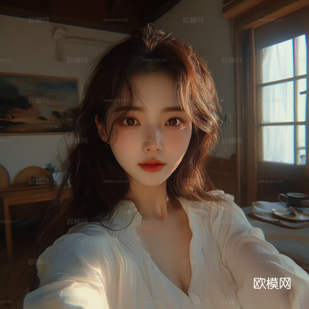 美女人物肖像挂画装饰画下载（渲染图2）