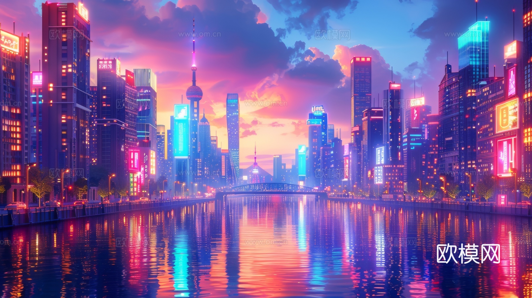 傍晚城市建筑都市风景