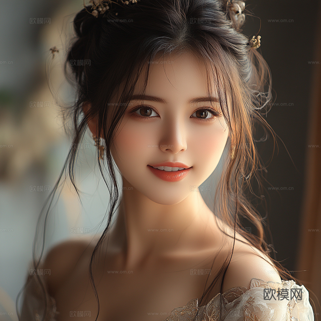 美女人物肖像挂画装饰画下载（渲染图3）