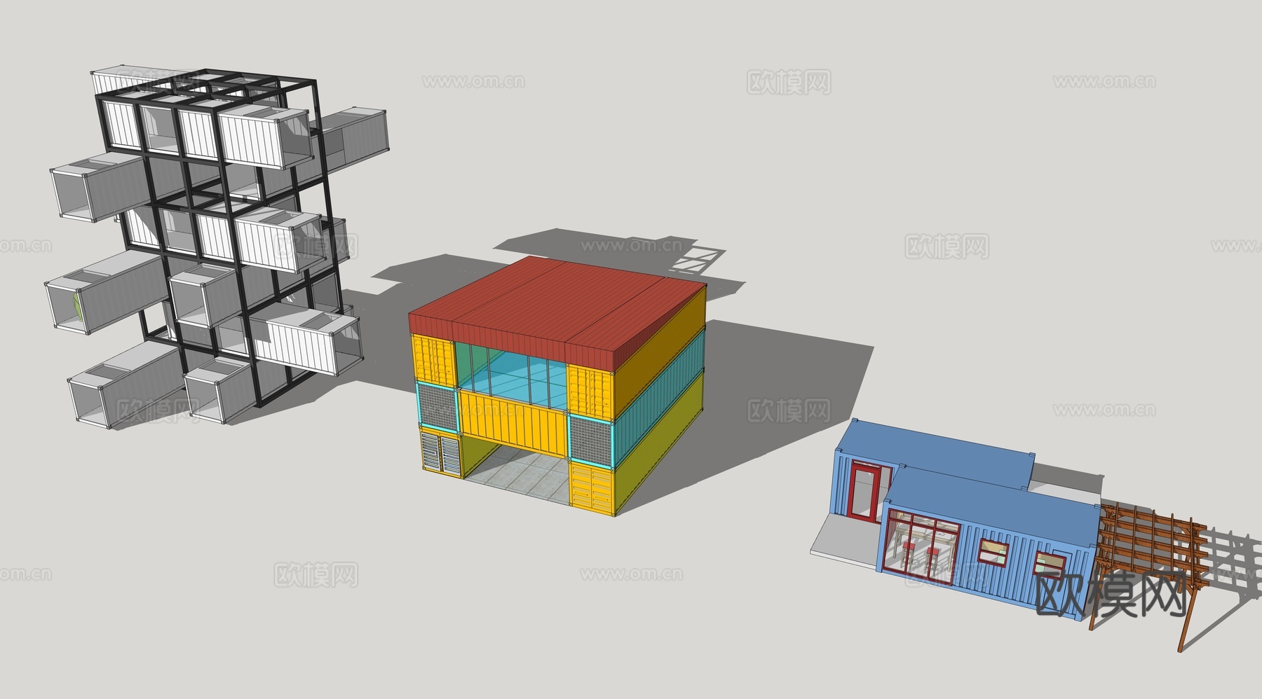 集装箱建筑 集装箱临时建筑 集装箱装置su模型