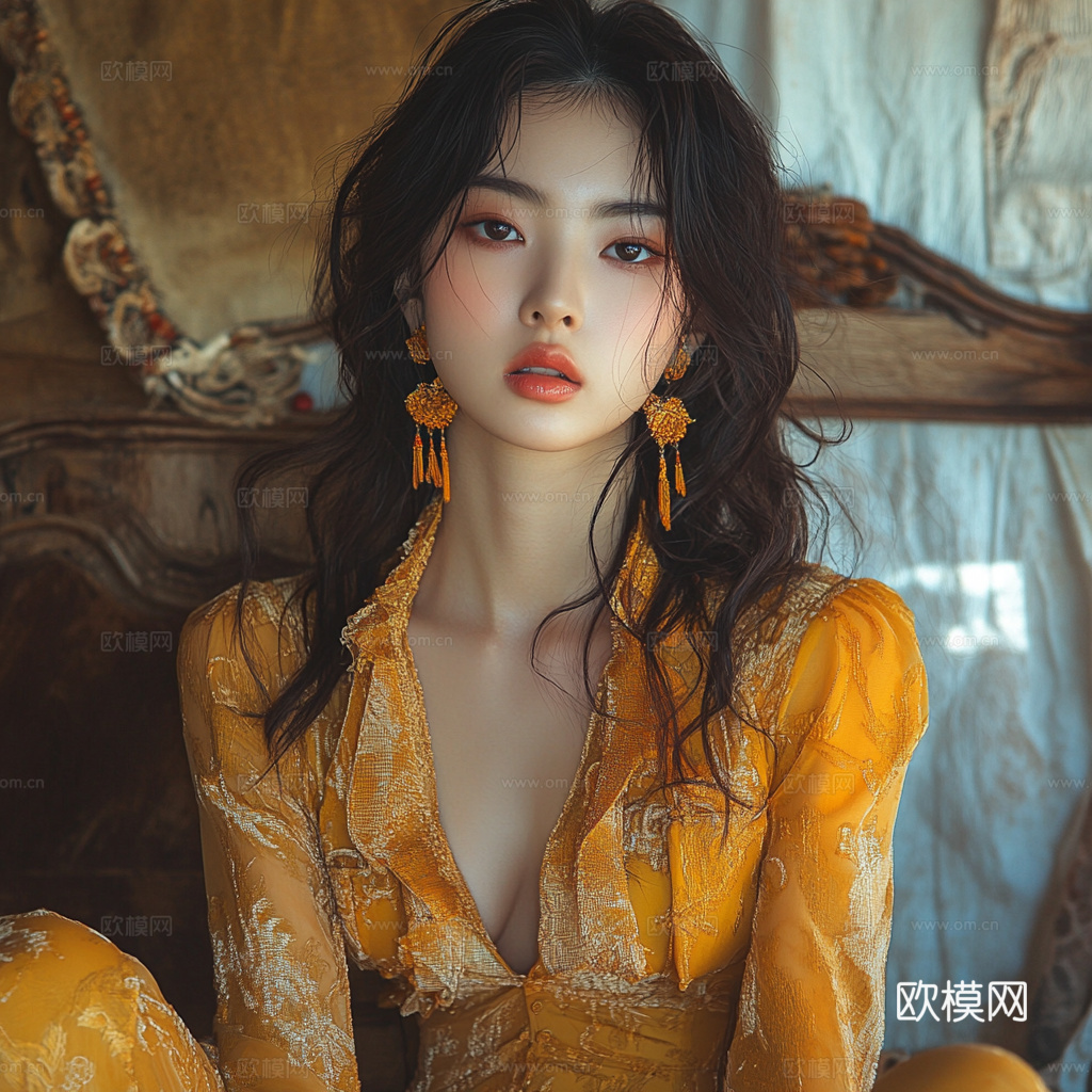 美女人物肖像挂画装饰画下载（渲染图5）