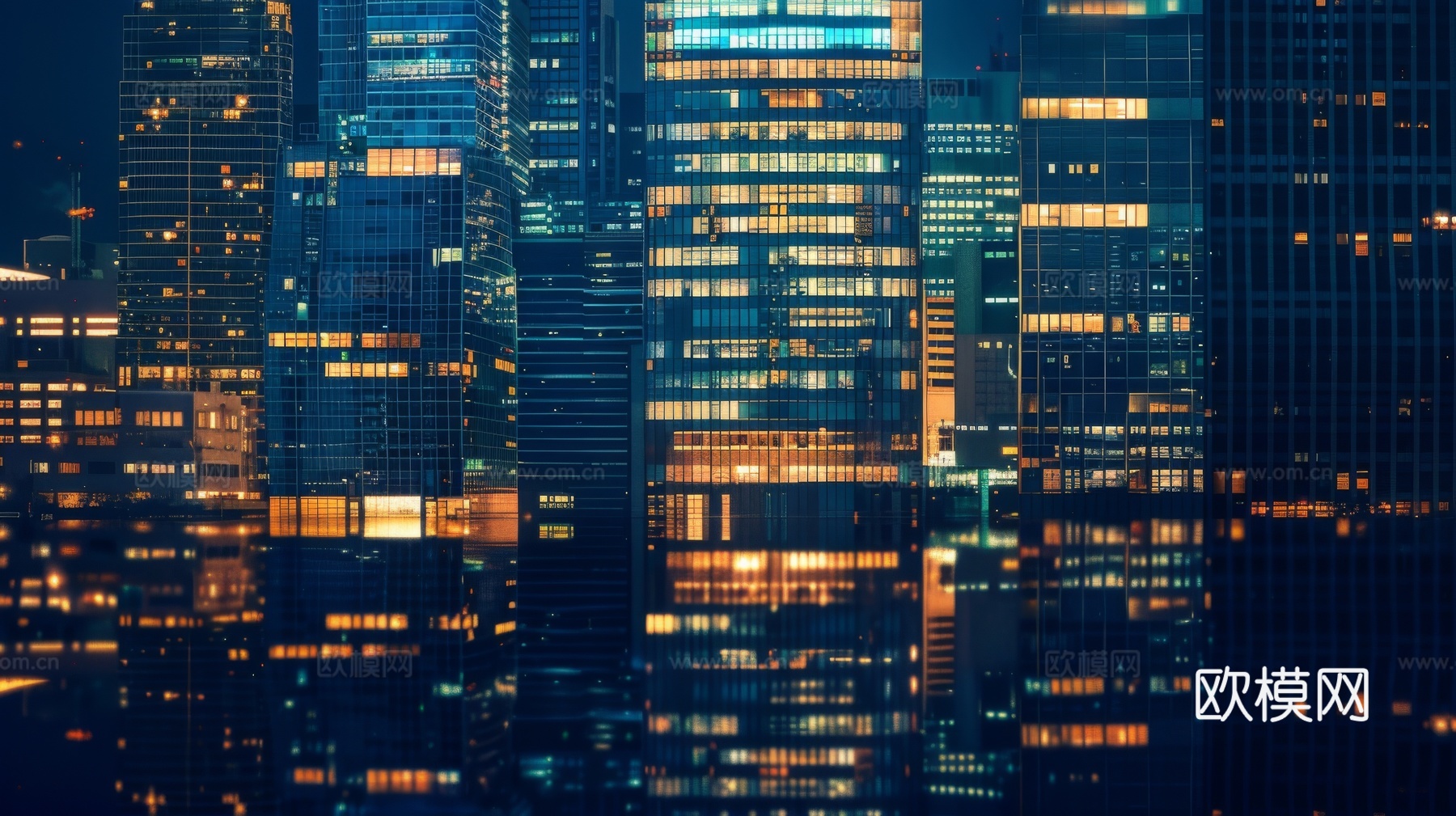 夜晚窗景建筑外立面玻璃幕墙