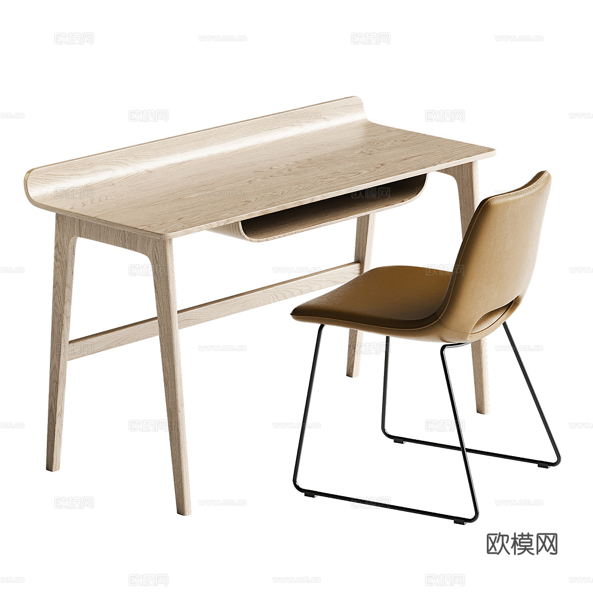 现代极简书桌椅3d模型
