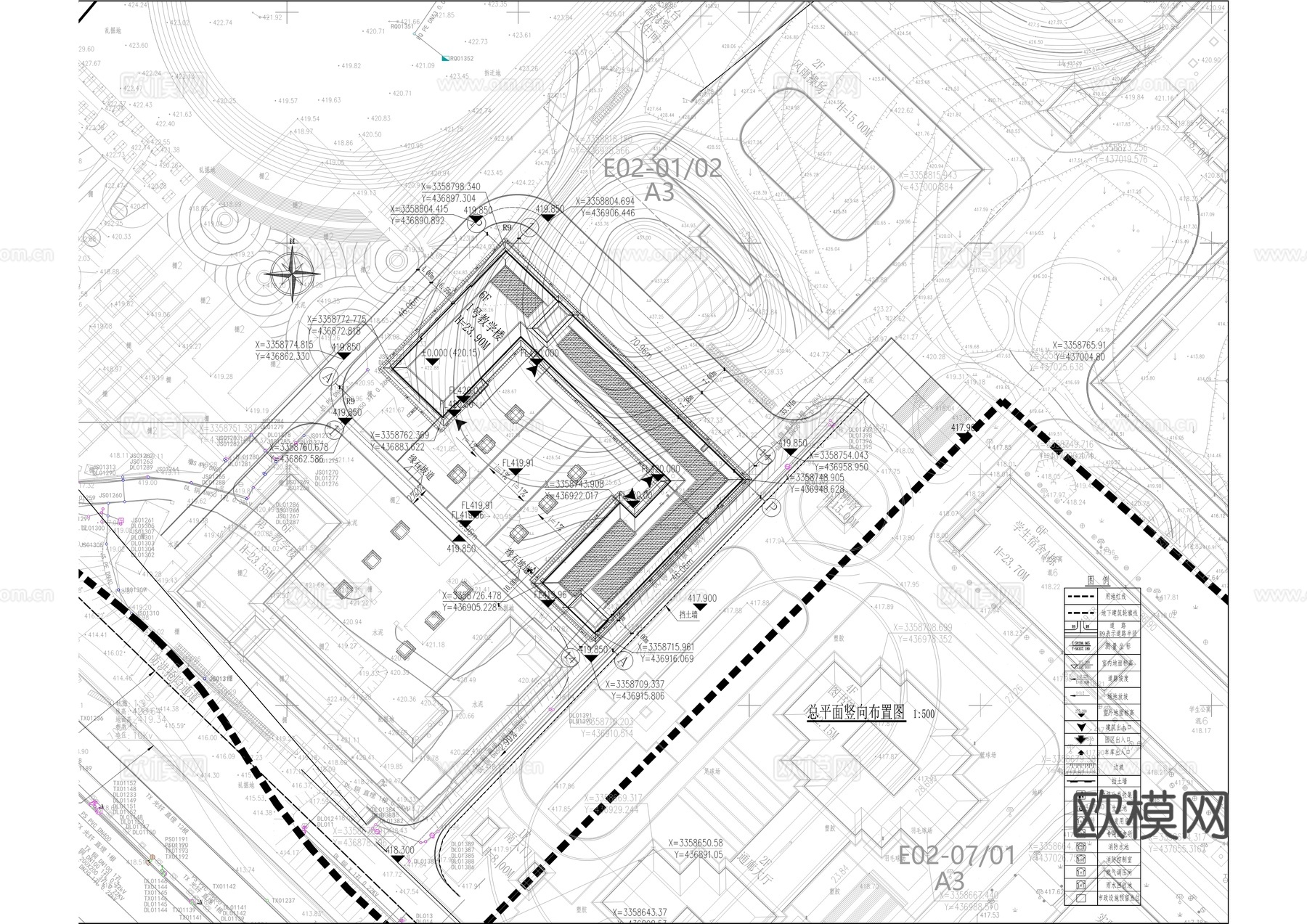 卫校教学楼建筑施工图cad施工图
