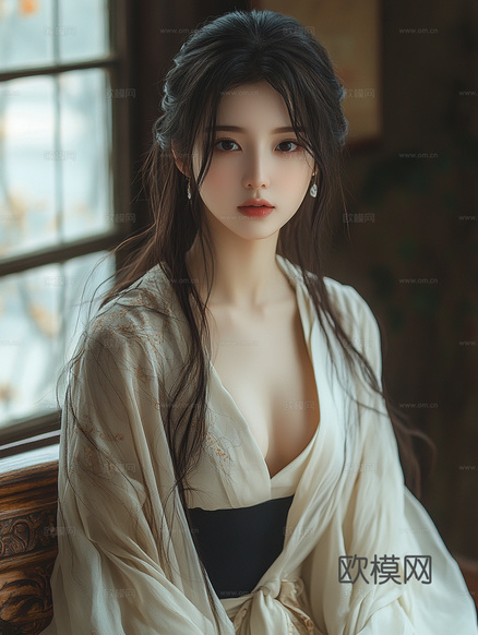美女人物肖像挂画装饰画下载(渲染图1)
