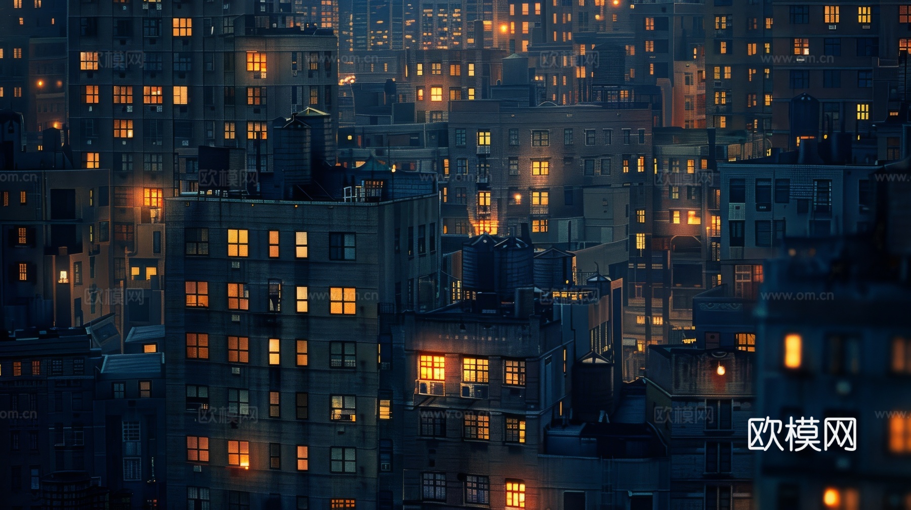 夜晚窗景建筑外立面玻璃幕墙