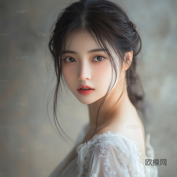 美女人物肖像挂画装饰画下载(渲染图3)