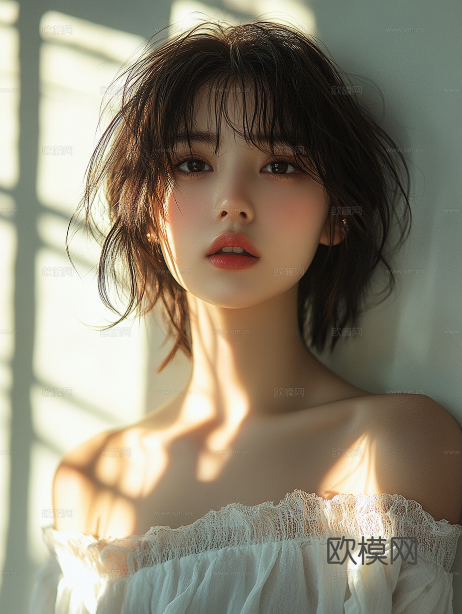 美女人物肖像挂画装饰画下载（渲染图2）