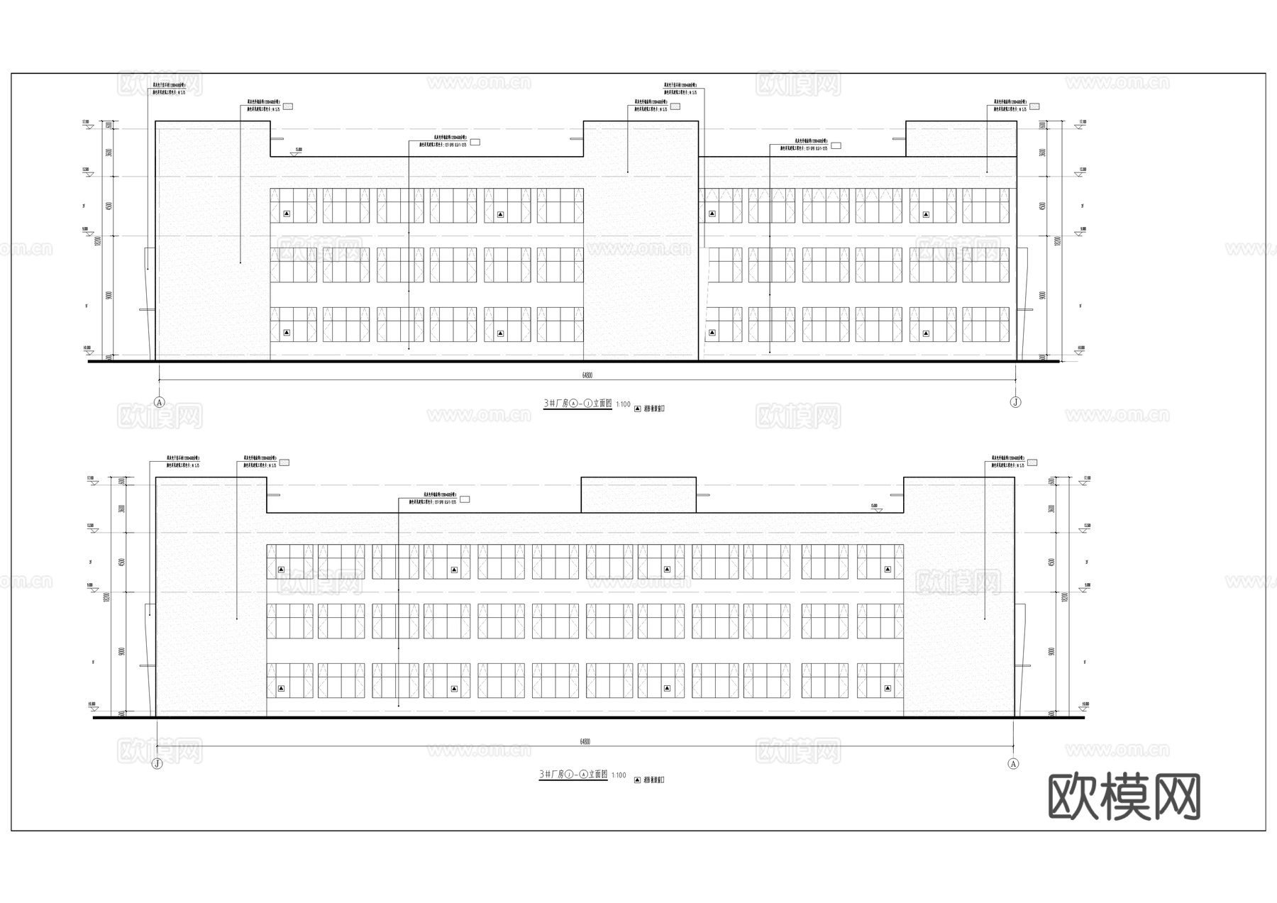 工业园区标准厂房建筑施工图cad施工图