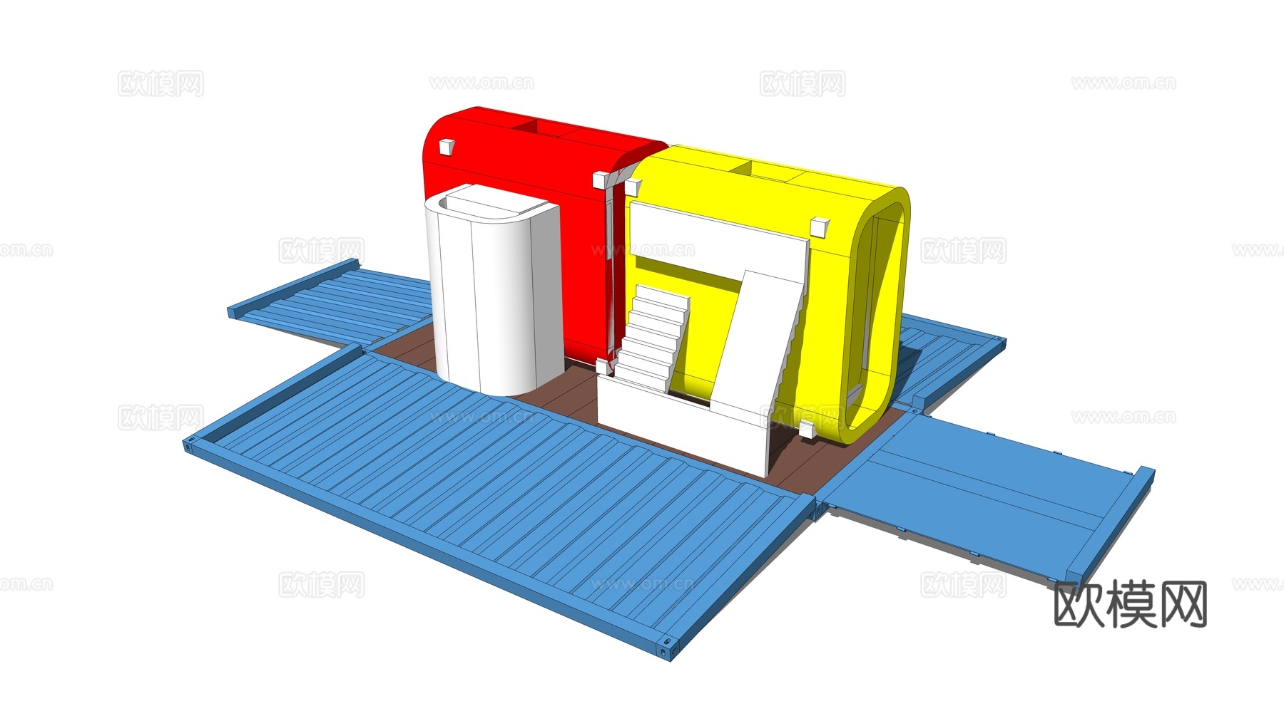 集装箱建筑 集装箱休息驿站 临时建筑su模型