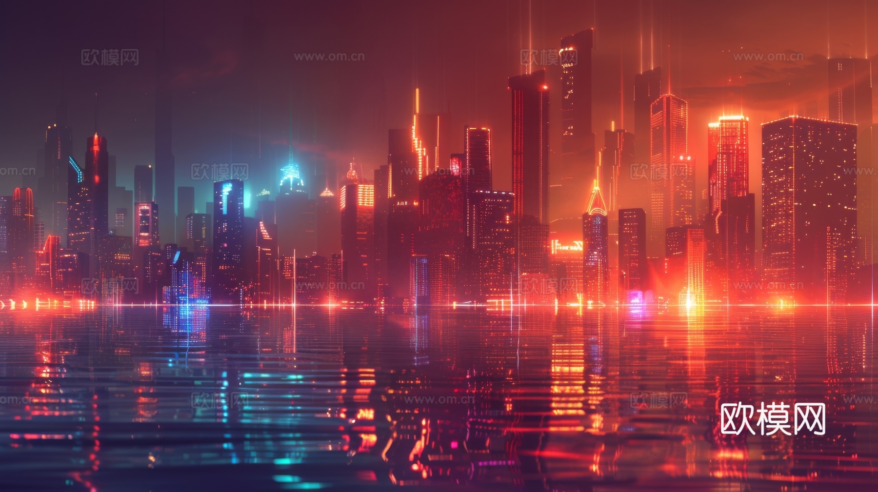 傍晚城市建筑都市风景下载（渲染图7）