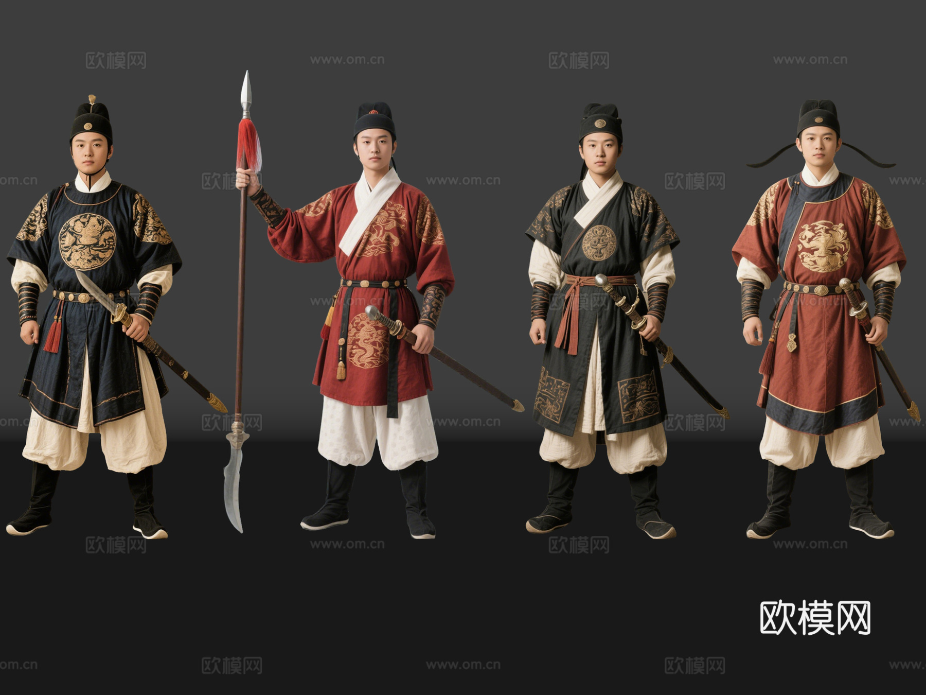 2D古装人物 古装男子 武进士 武进人 影视剧角色 古装角色su模型