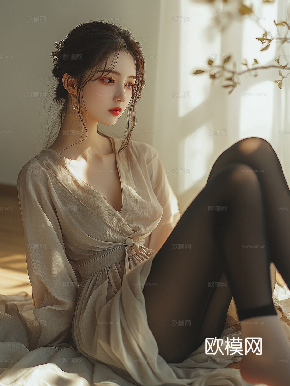 美女人物肖像挂画装饰画下载（渲染图6）